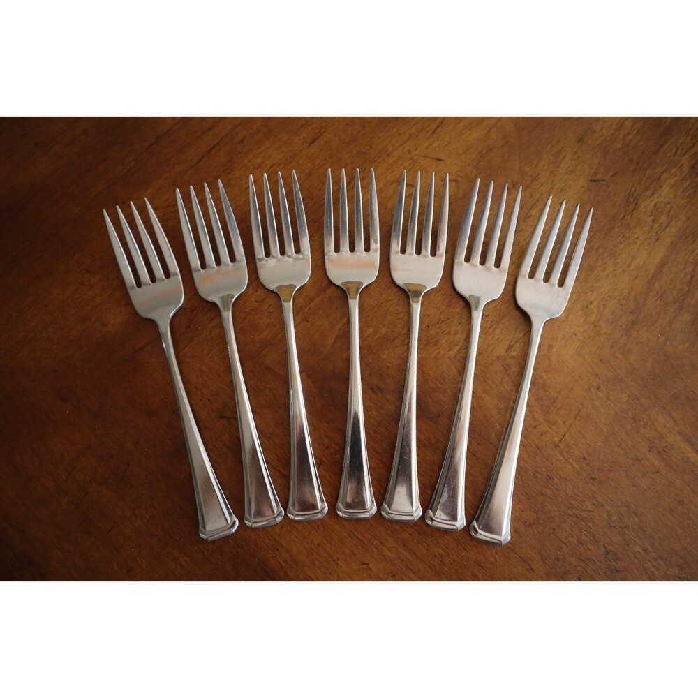 Lot Of 7x Oneida Maestro St Leger SSS Stainless Flatware Salad Forks 6.2” USA - Picture 5 of 8